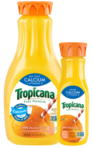 Tropicana No Pulp Pure Premium Orange Juice 14 fl. oz. - 12/Case